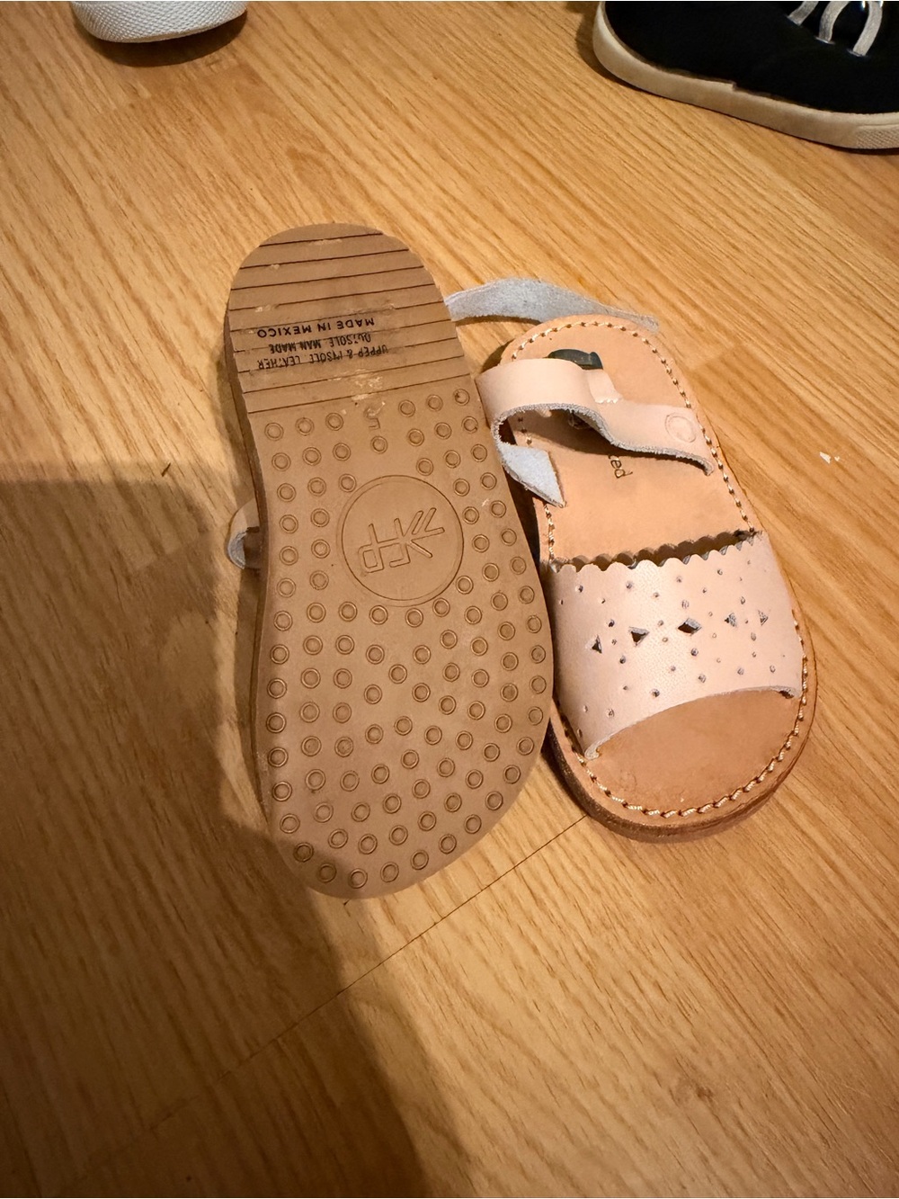 Freshly Picked Blush Pink Scalloped Leather Toddler Sandals